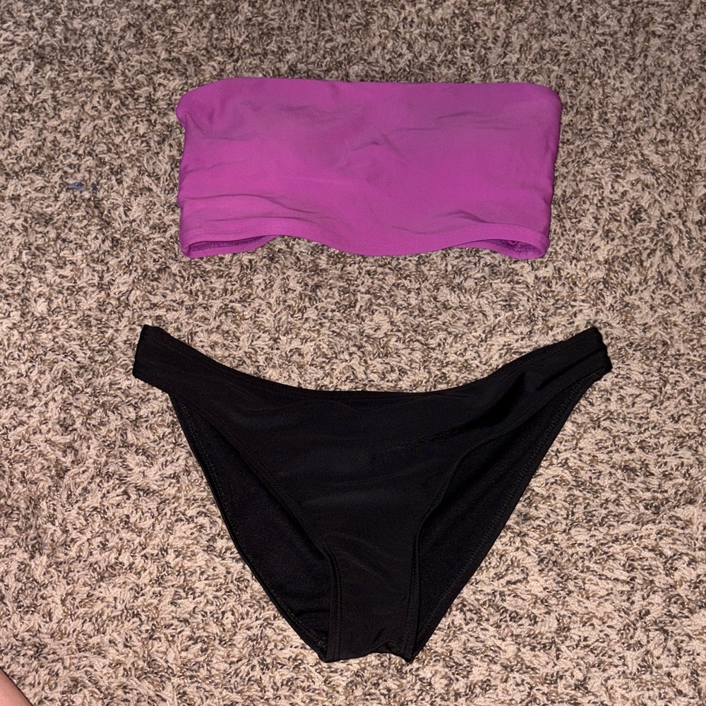 Forever 21, Magenta and Black Padded Bikini Set, NEVER WORN, size small